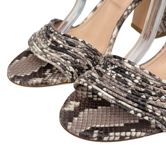 AGL Attilio Giusti Leombruni Snakeskin Print Ankle Strap Sandal 42 Brown Womens - Picture 6 of 12